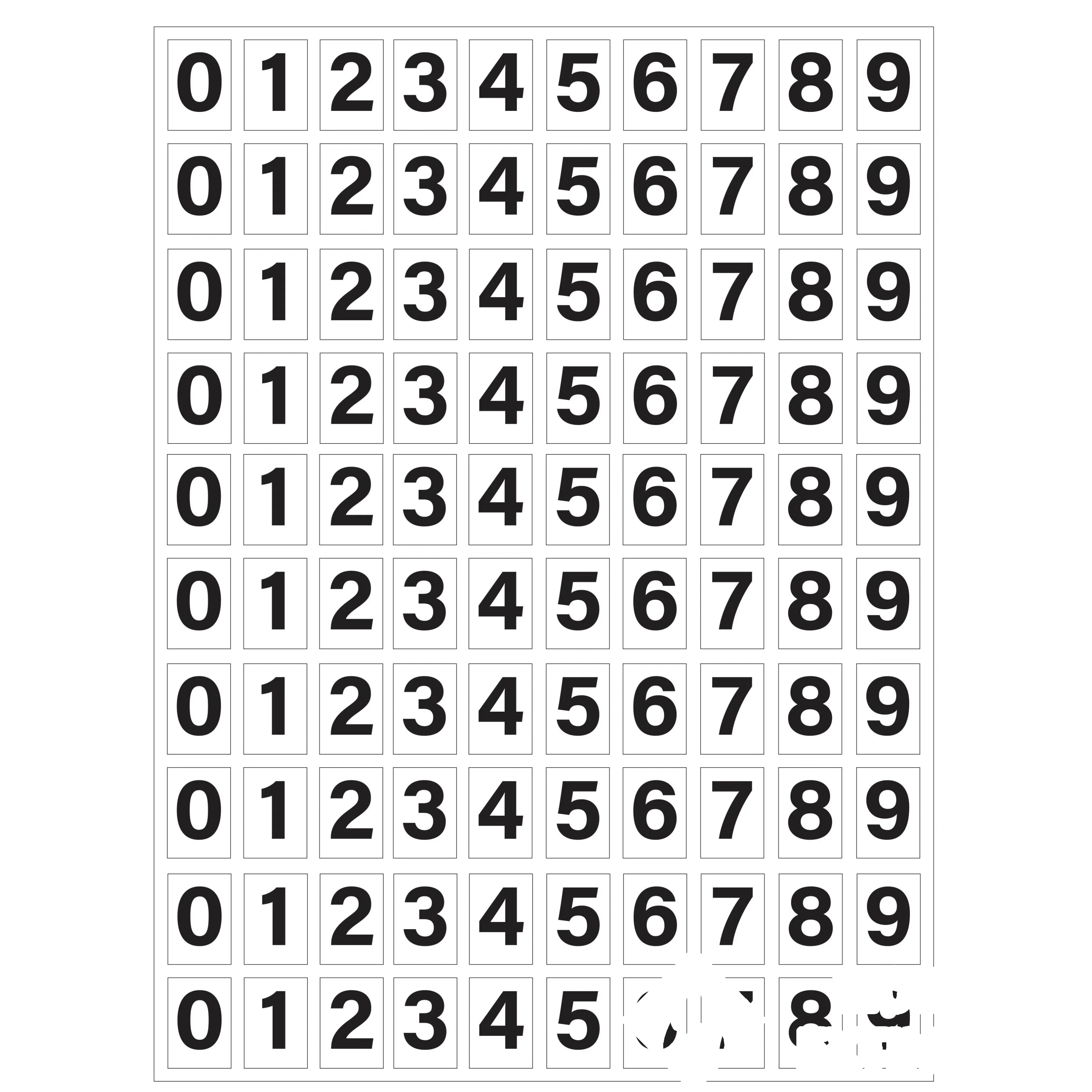Planche de chiffres adhésifs pour numéroter vos BAES — image 1
