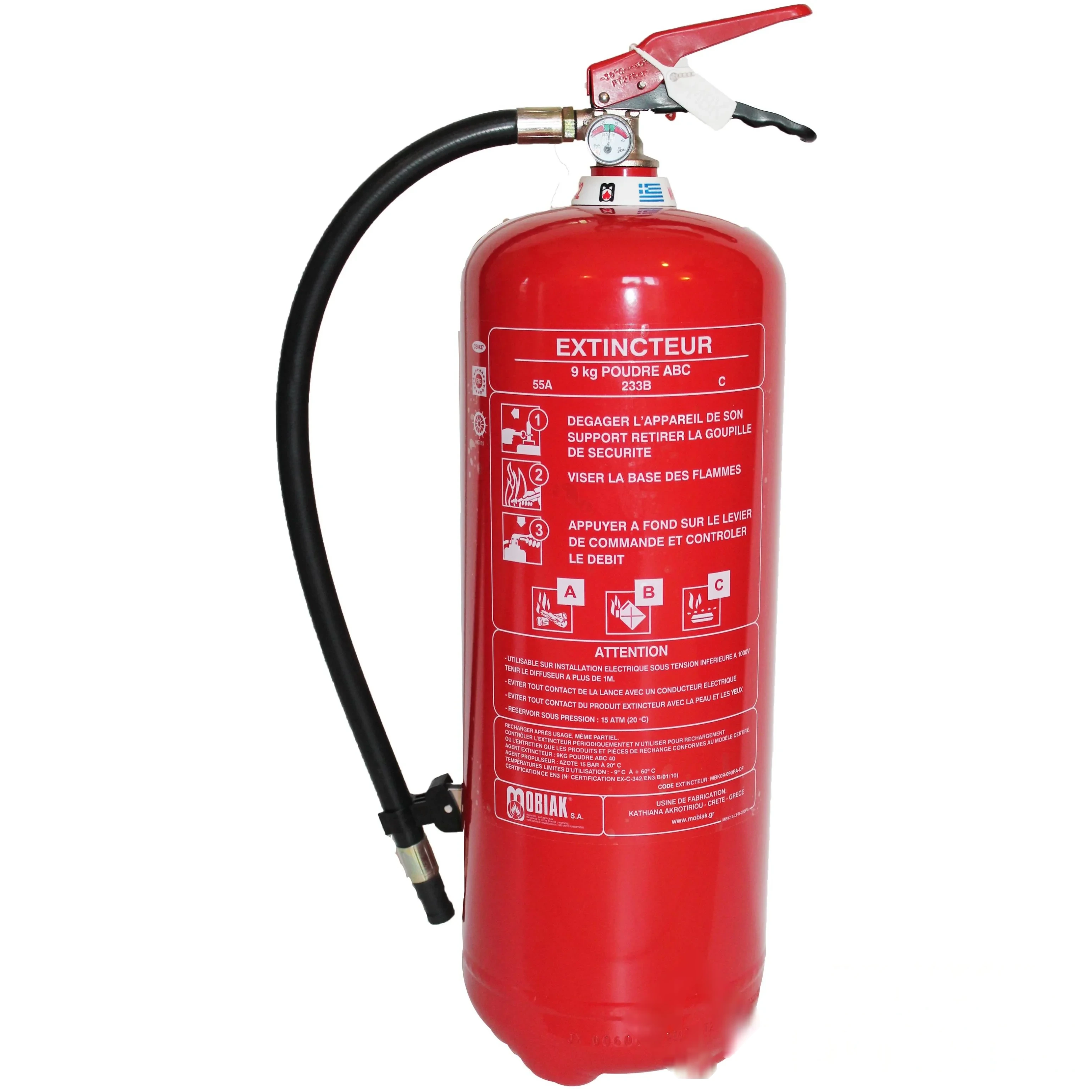 Extincteur à poudre 12 kg ABC - Marque MOBIAK — image 1