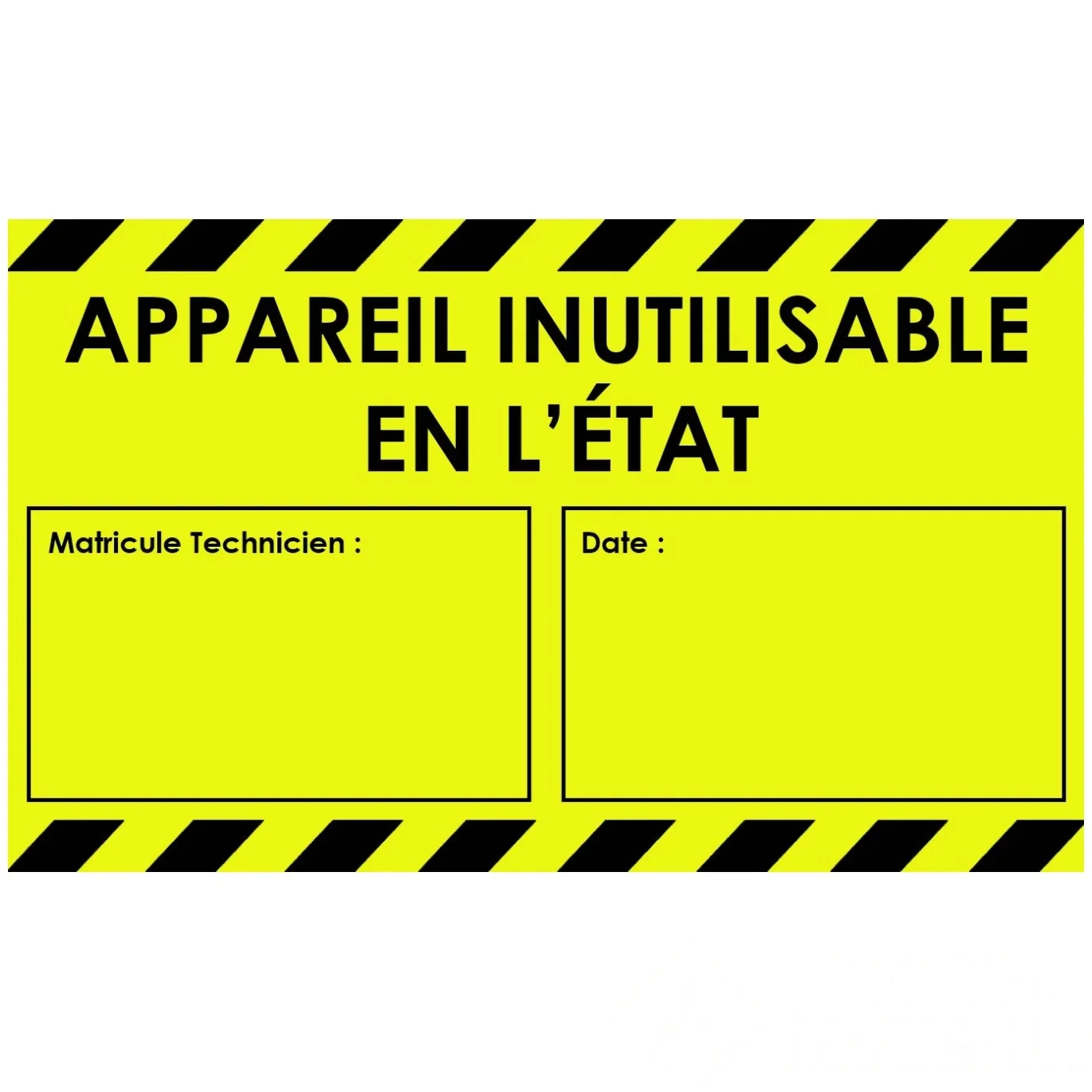 Étiquettes "APPAREIL INUTILISABLE EN L'ÉTAT" - Lot de 50 — image 1