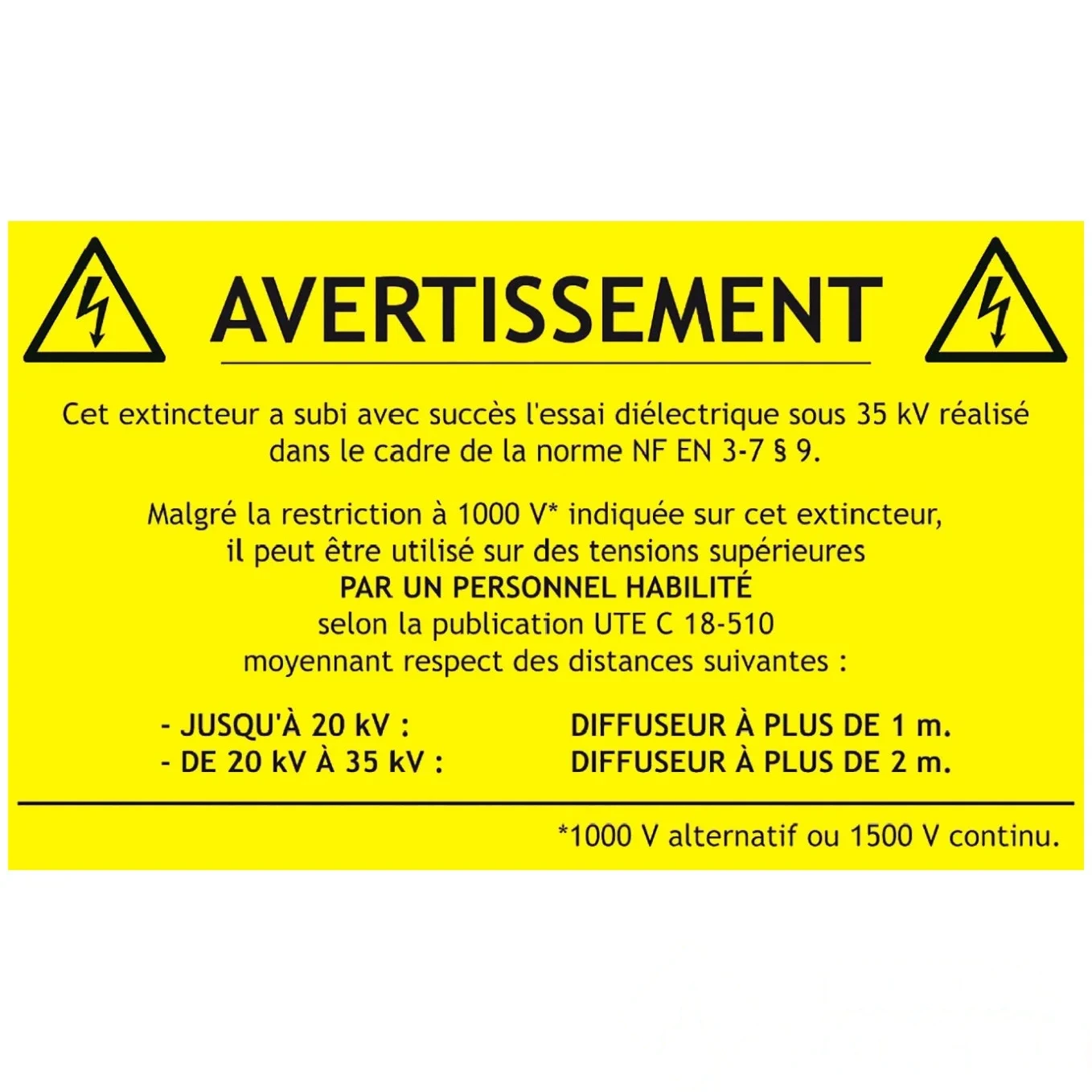 Étiquette adhésives extincteur CO₂ 1000 V - Lot de 100 — image 1