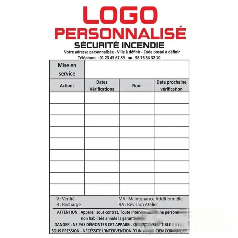 Lot de 500 Étiquettes de maintenance personnalisées 90 × 120 mm — image 1