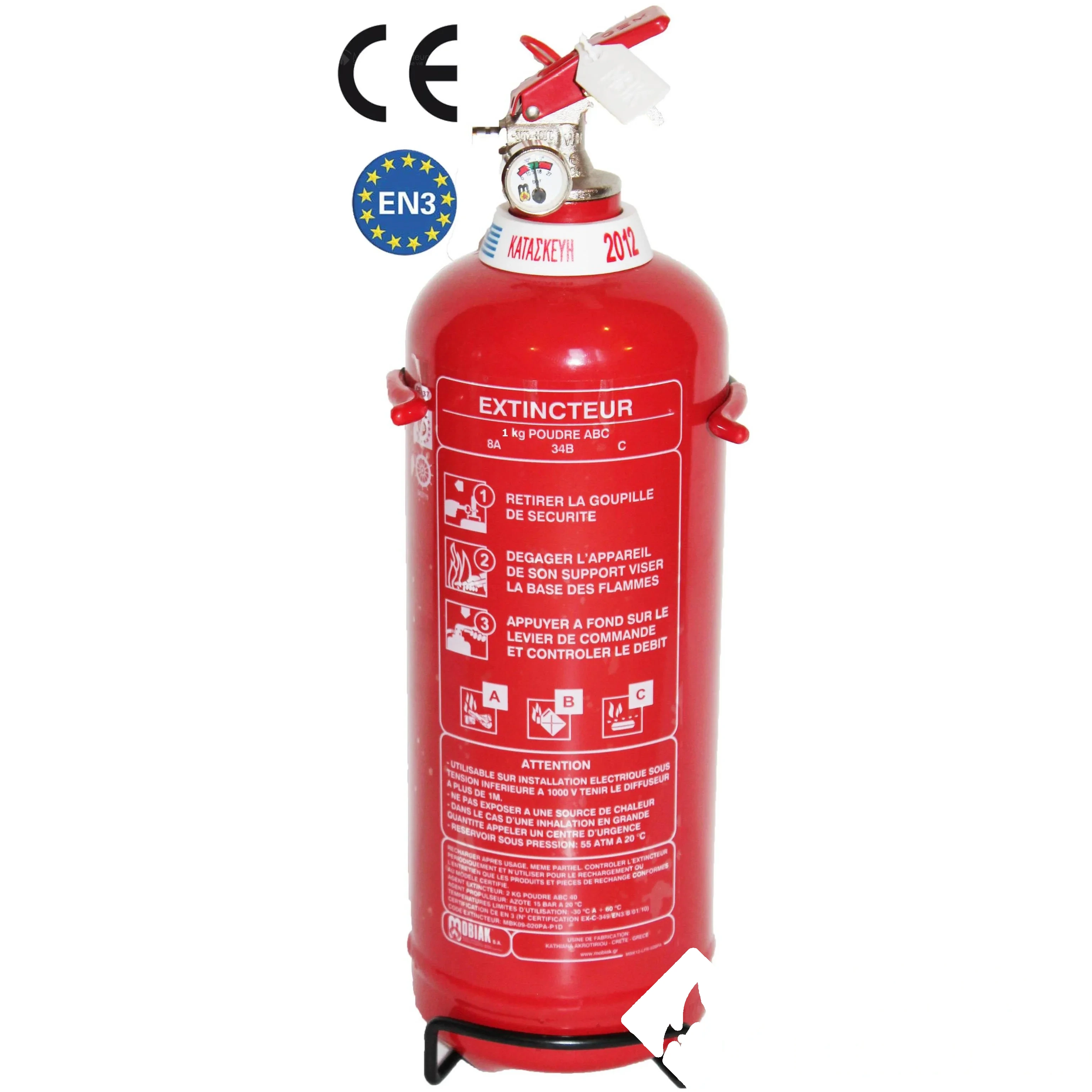 Extincteur 1 kg ABC Marque Mobiak - Norme CE