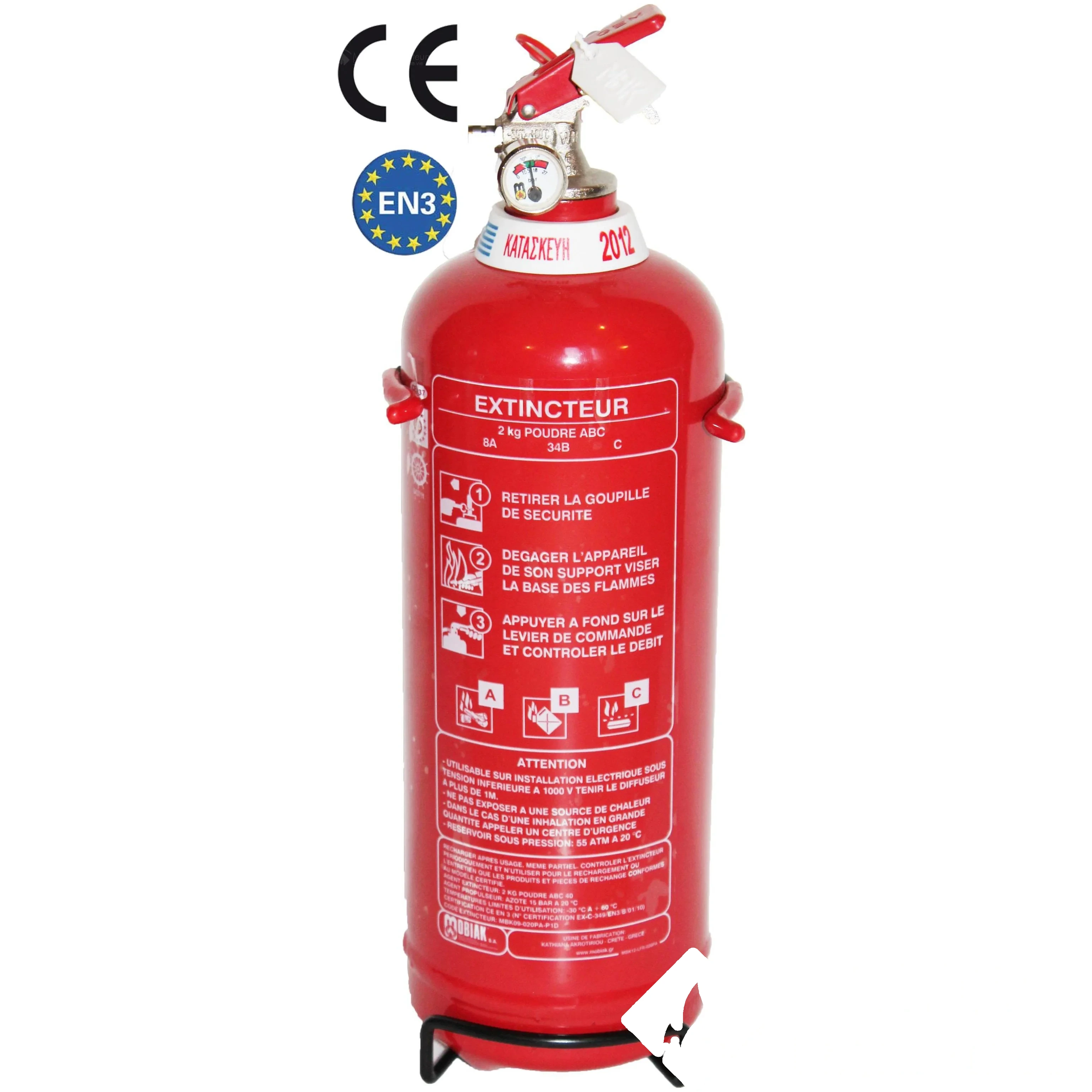Extincteur 2 kg ABC Marque Mobiak - Norme CE — image 1