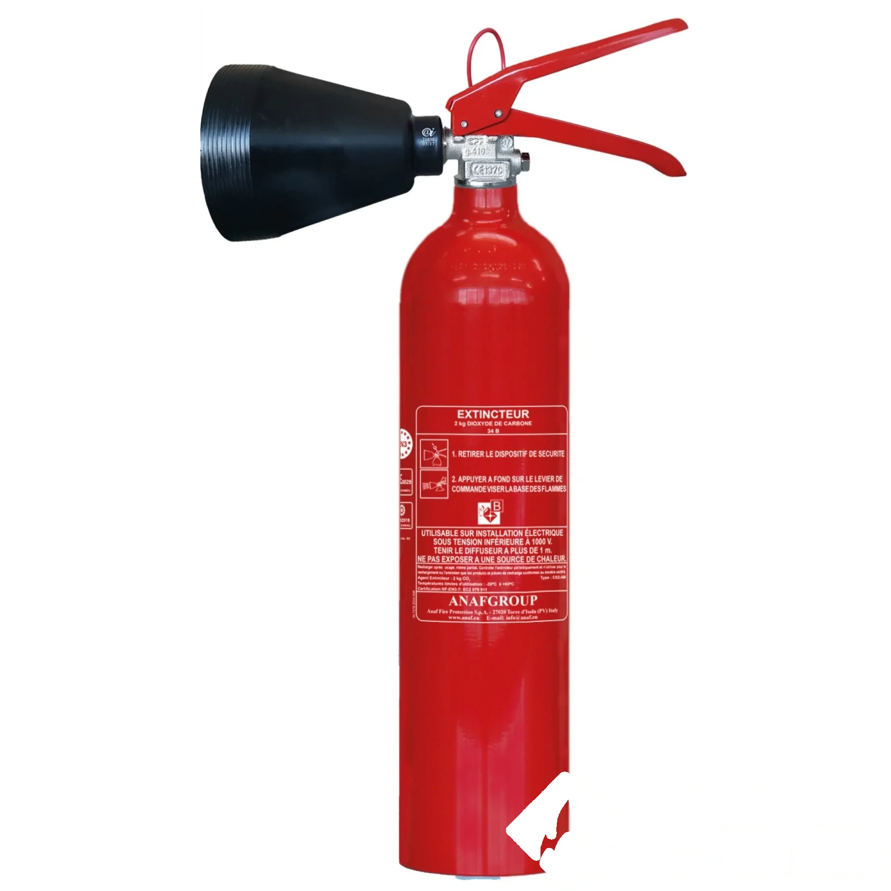 Extincteur CO₂ capacité 2 kg NF - Marque ANAF — image 1