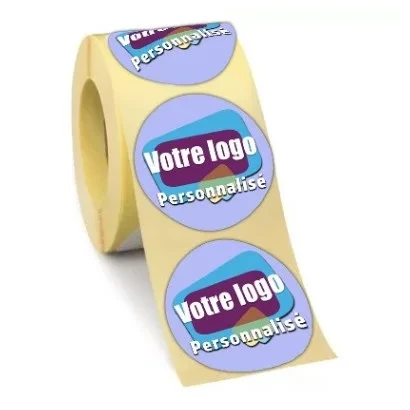 Rouleau de 250 étiquettes rondes personnalisées - Polypro. Blanc — image 1