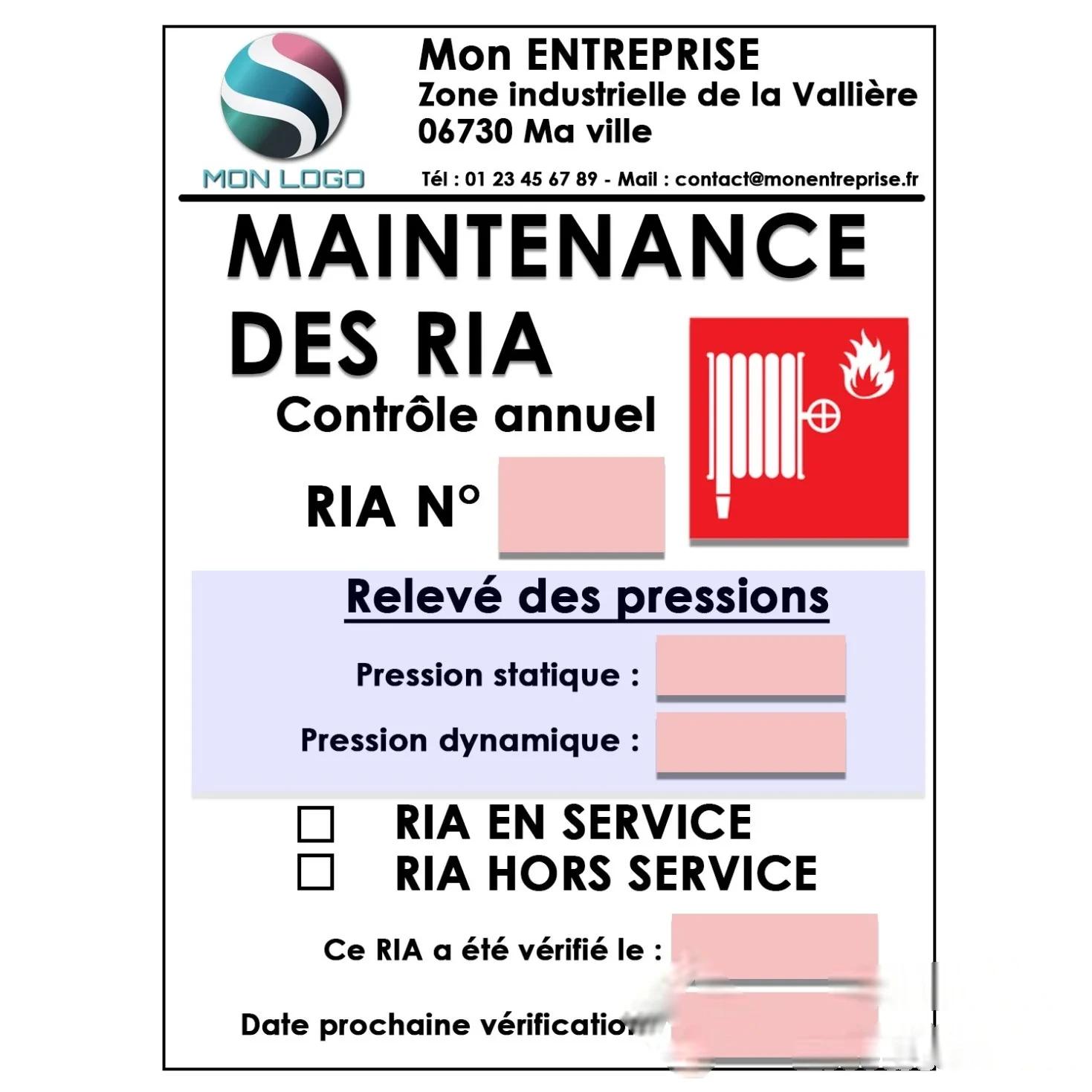 50 étiquettes de contrôle pour RIA personnalisées - Taille 90 × 120 mm — image 1