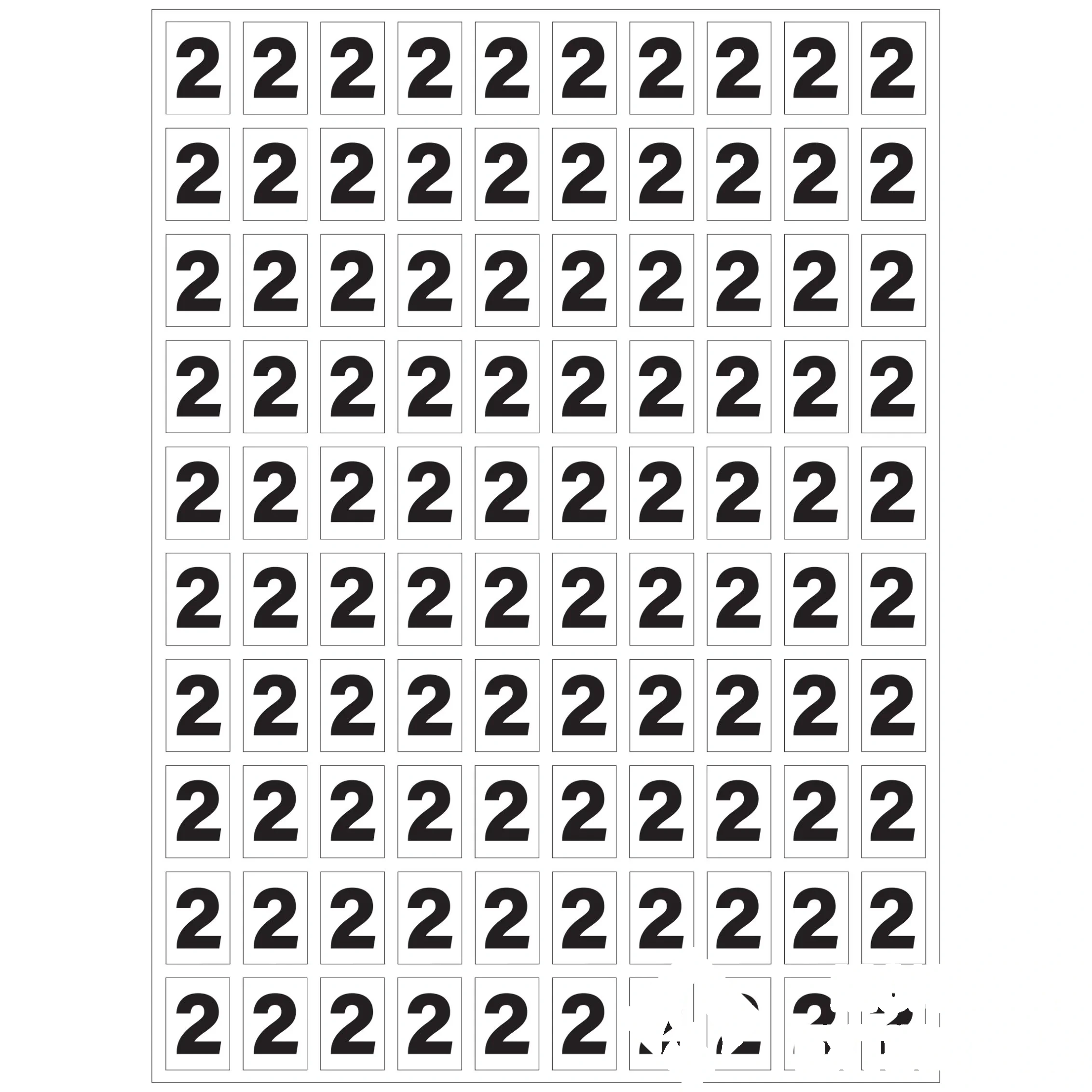 Planche de chiffres "2" adhésifs pour numéroter vos extincteurs — image 1