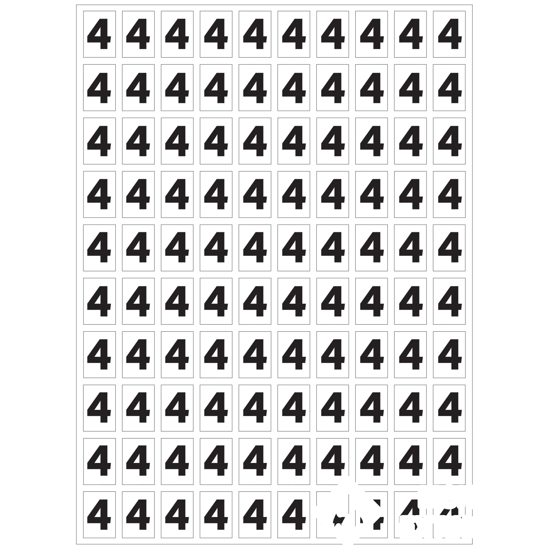 Planche de chiffres "4" adhésifs pour numéroter vos extincteurs — image 1
