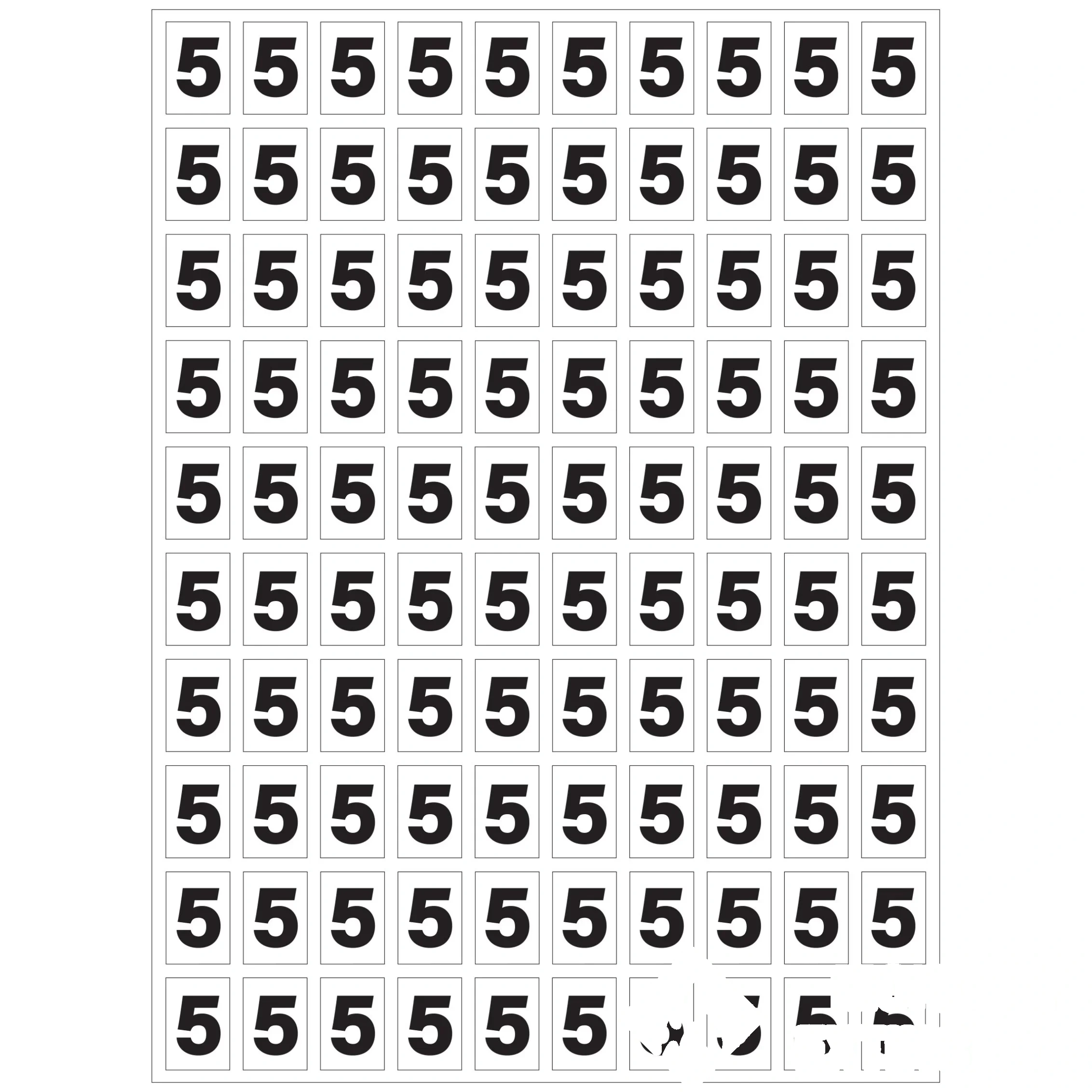 Planche de chiffres "5" adhésifs pour numéroter vos extincteurs — image 1