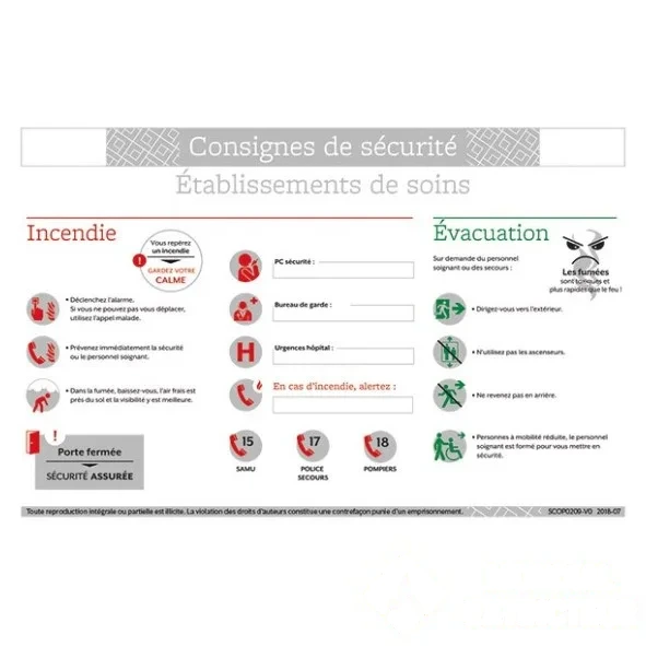 Consigne de sécurité "Établissement de soins" - Format A4 — image 1