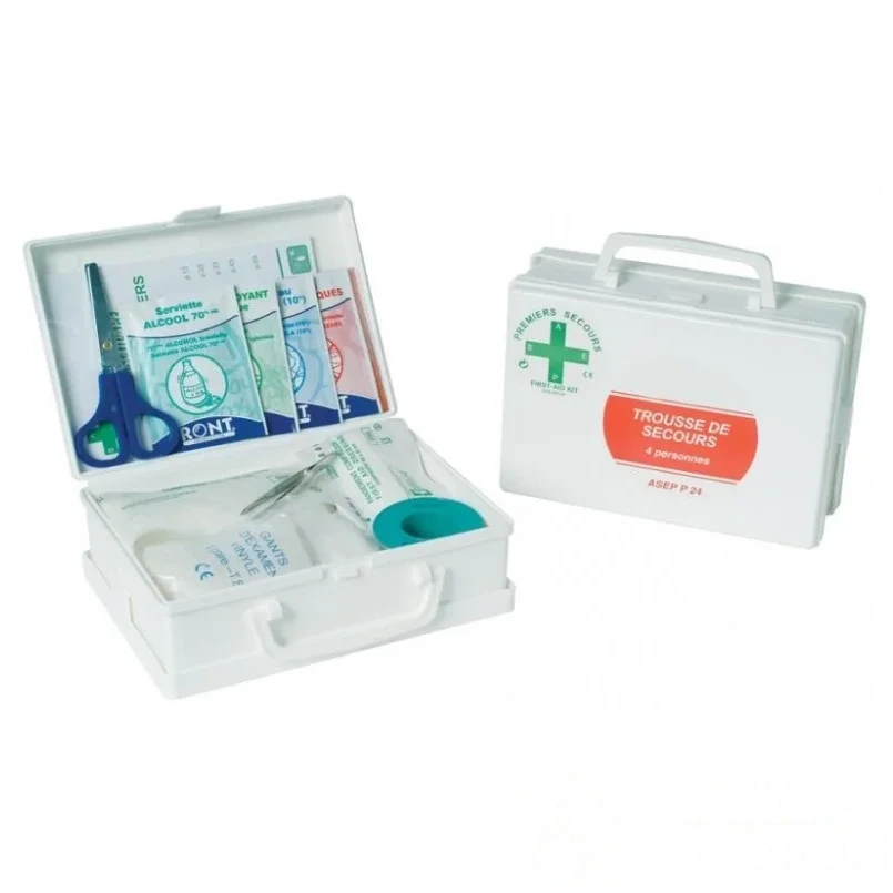 Coffret de secours 2/4 personnes avec poignée de transport, et support mural — image 1