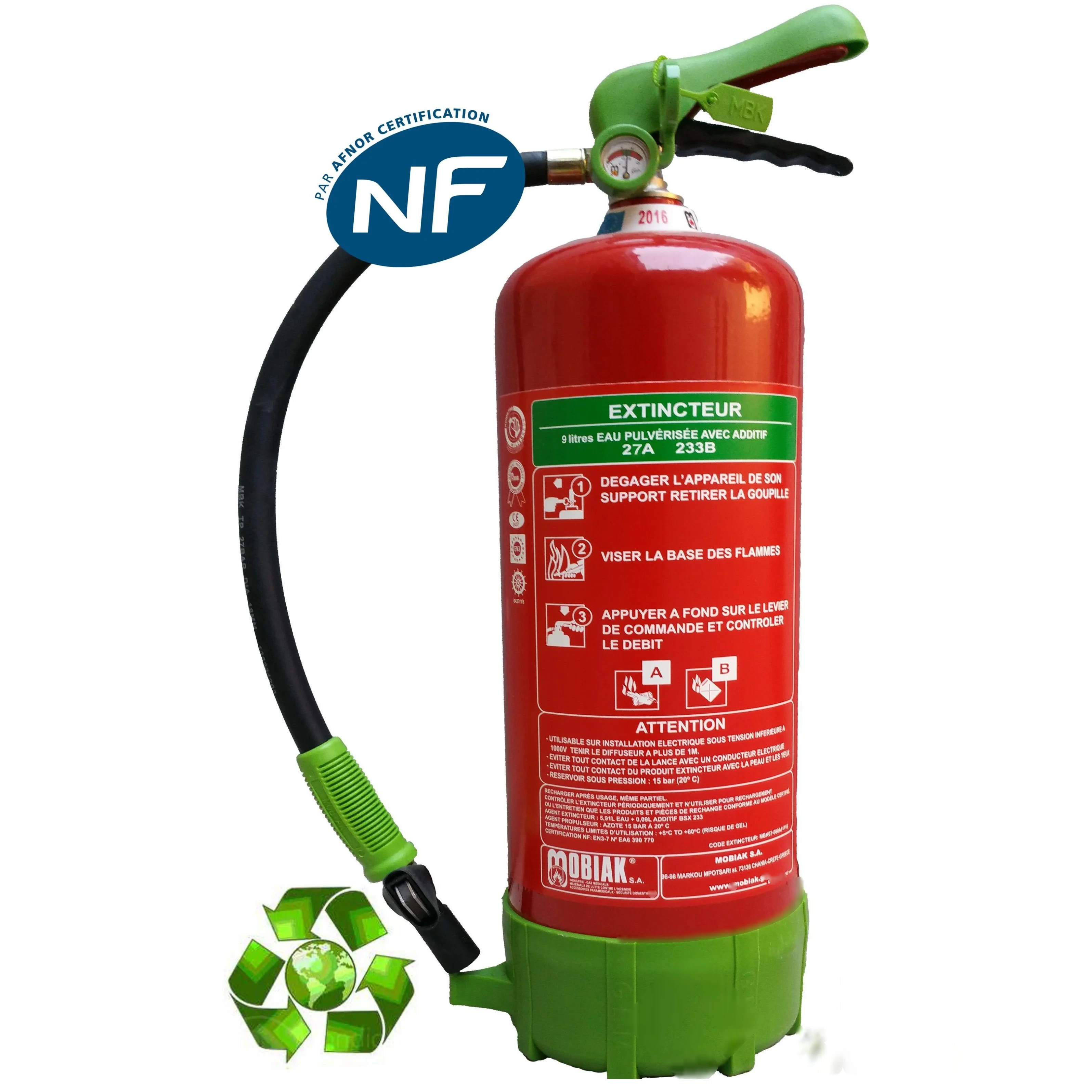 Extincteur ÉCOLOGIQUE NF & MED - 9 L EPA — image 1