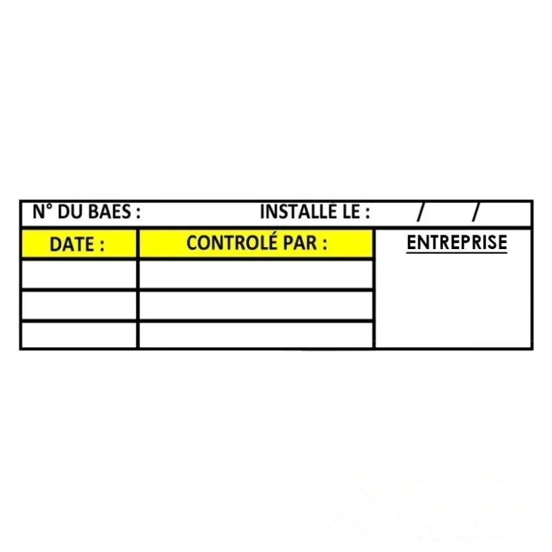 100 Étiquettes BAES Vierges Maintenance - 70 × 20 mm