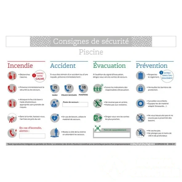 Consigne de sécurité "Consignes de sécurité piscine" - Format A4 — image 1