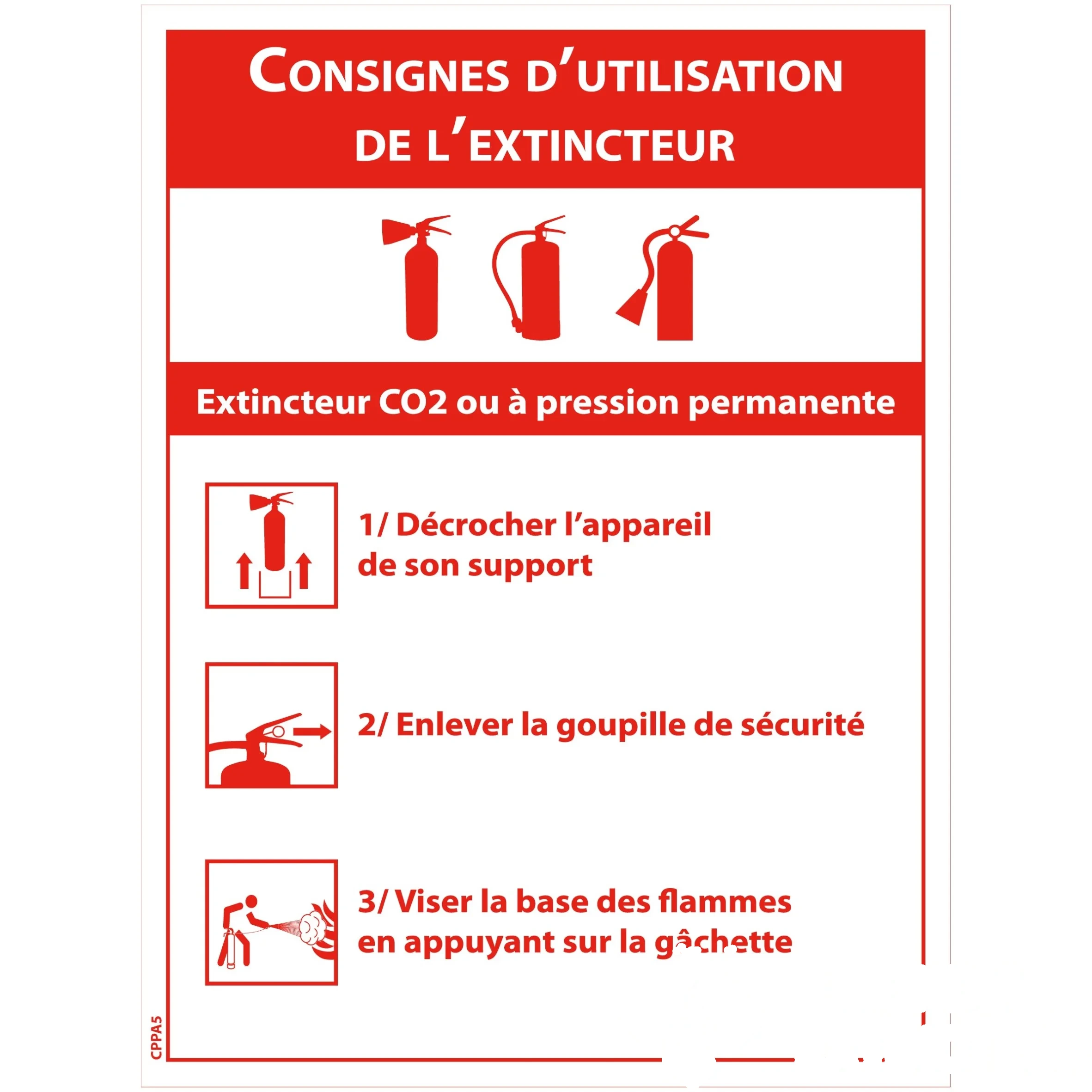 Consigne de sécurité "Utilisation des extincteurs PP et CO₂" - Format A5
