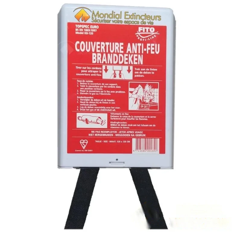 Couverture anti feu rigide 1,20 × 1,80 m. Norme EN 1869 étui blanc — image 1