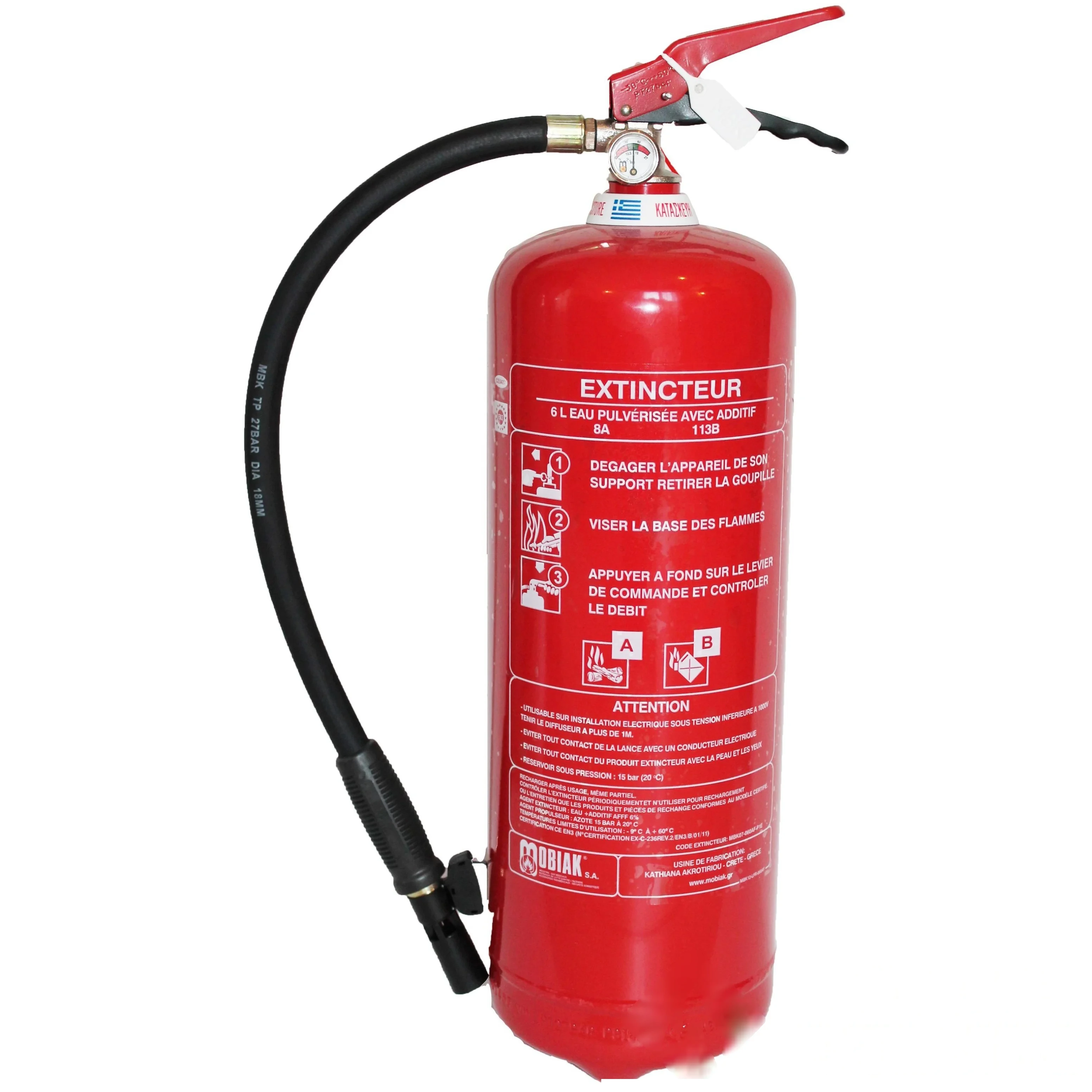 Extincteur 9 L à eau pulvérisée avec additif - STOCK 2014