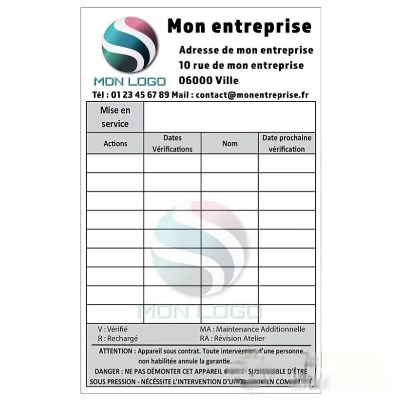 Lot de 1000 Étiquettes vinyle de maintenance personnalisées A6 — image 1
