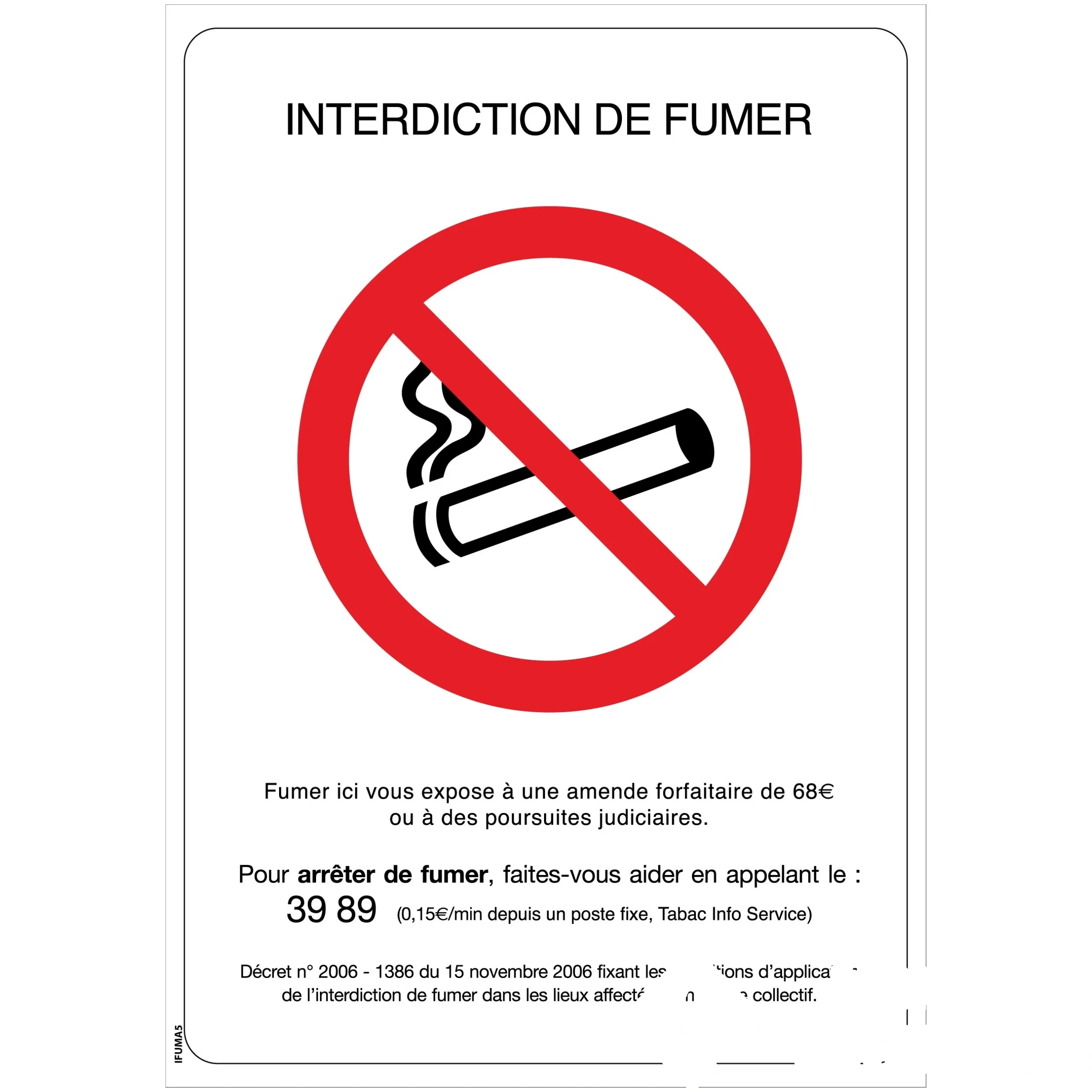 Panneau "Interdiction de fumer" - Format A5 — image 1