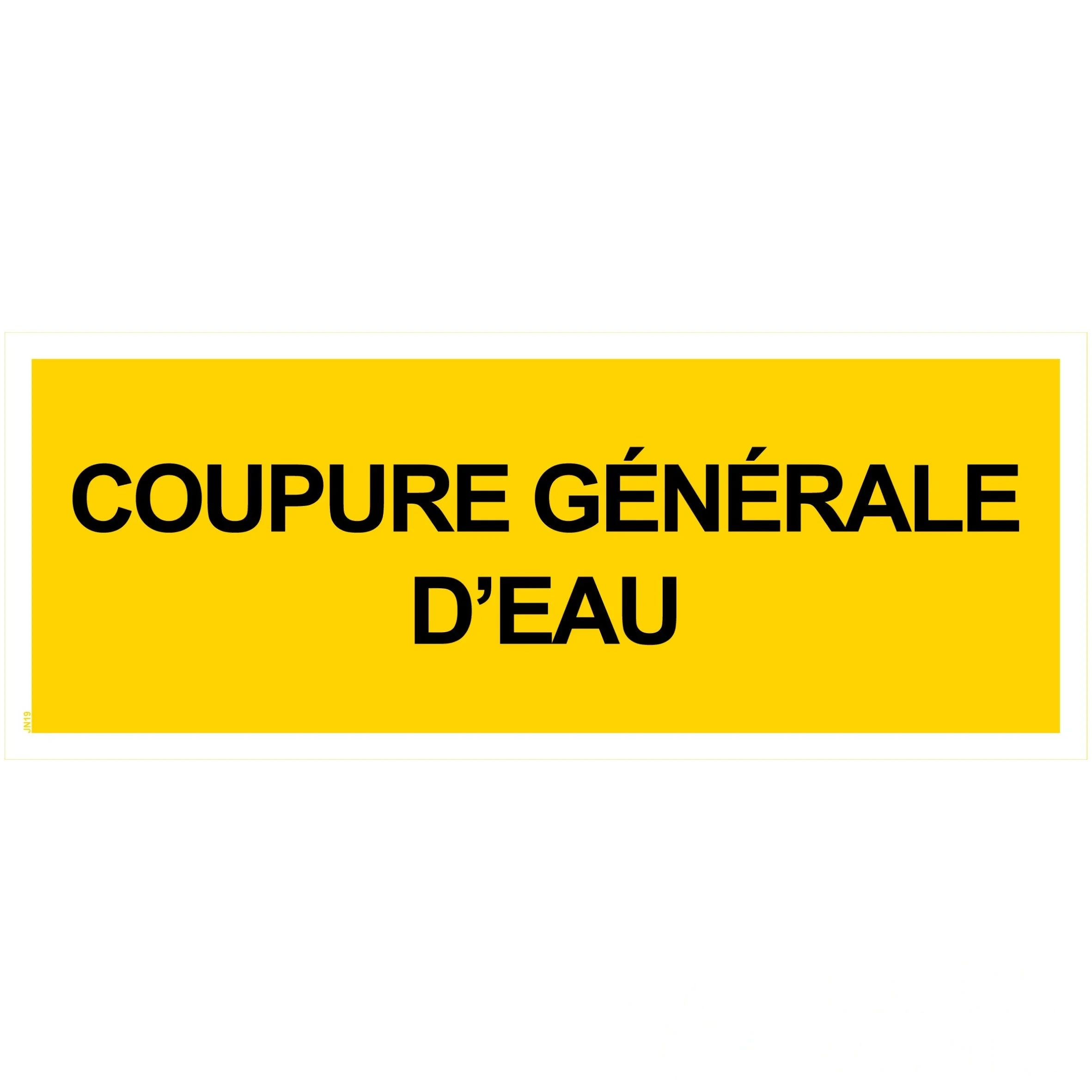 Panneau "Coupure générale eau" - PVC 200 × 80 mm — image 1