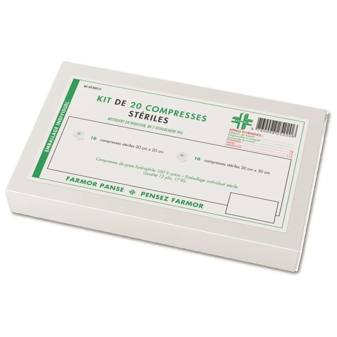 Kit de 20 compresses de gaze stériles panachées