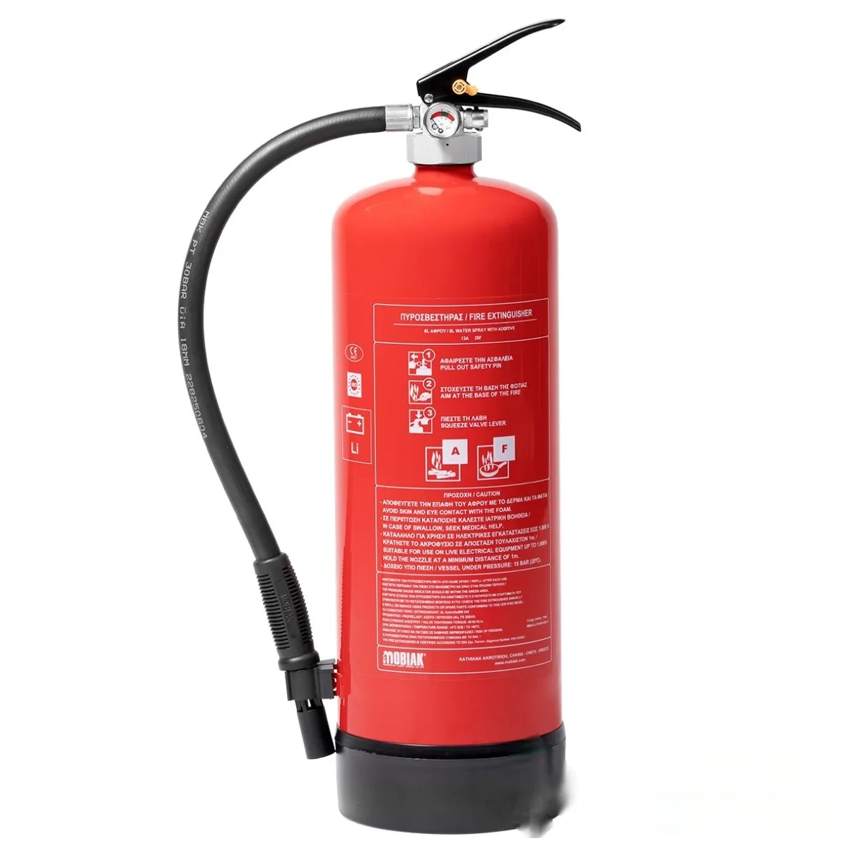 Extincteur 6 L spécial batterie LITHIUM classe "AF" avec fixation - Norme NF