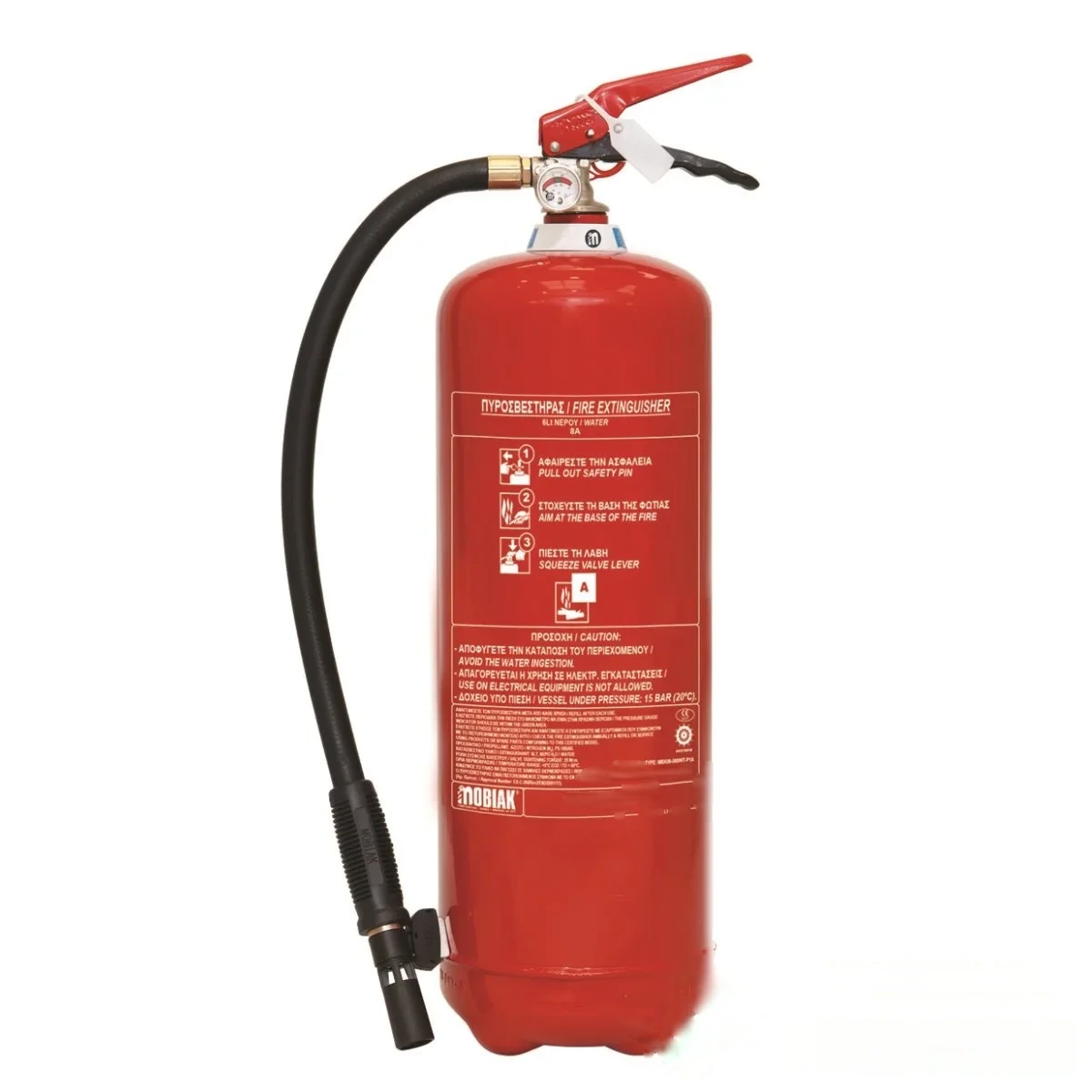 Extincteur 6 L à eau SANS additif - Norme CE - EN3 - Marque MOBIAK