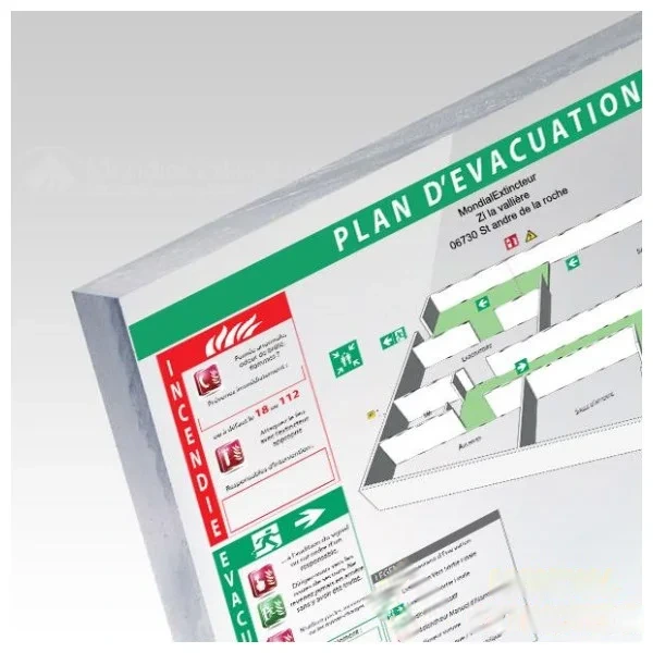 Plan d'évacuation 3D Plexiglass 5 mm - Format A2 — image 1