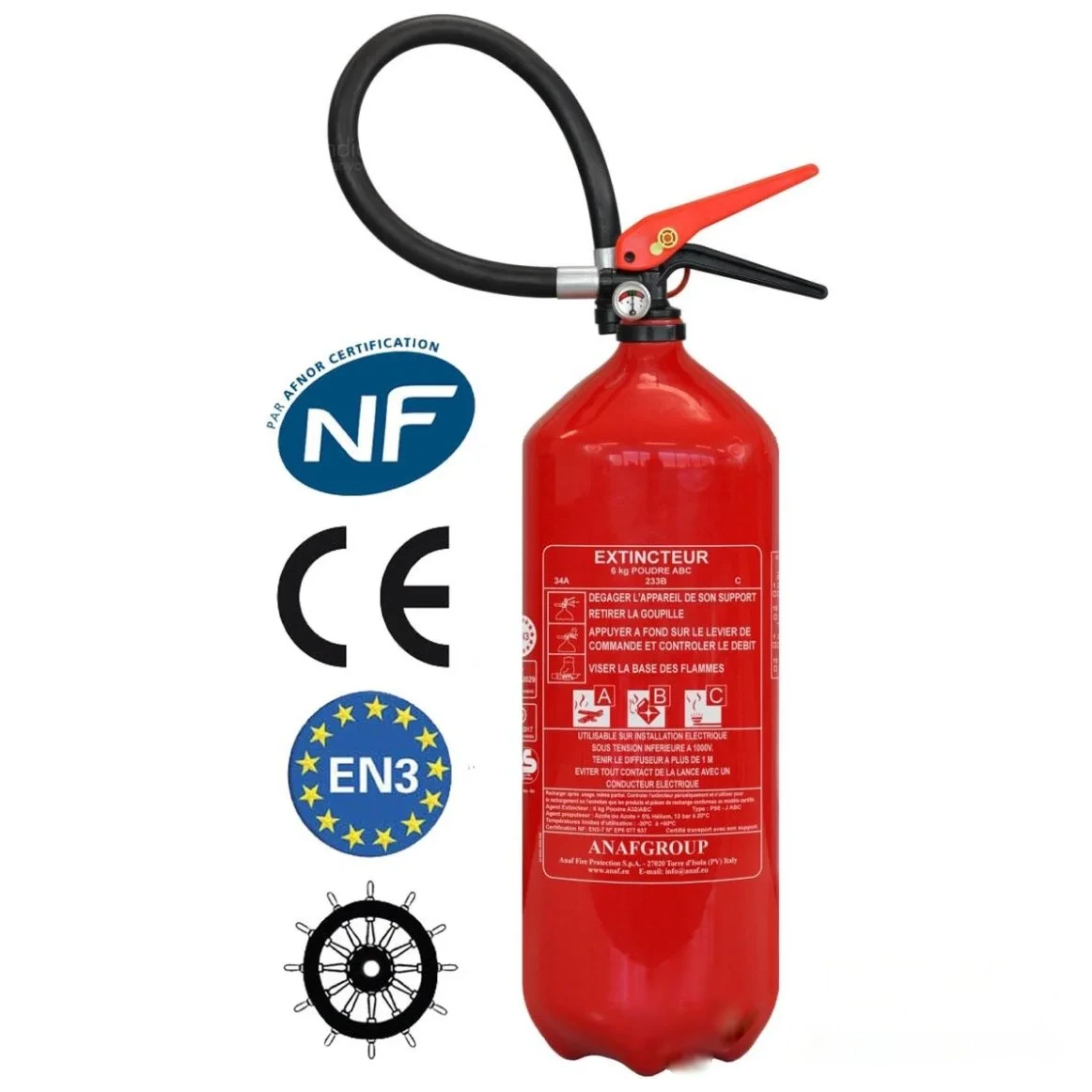 Extincteur 6 kg poudre ABC NF&MED Antirouille