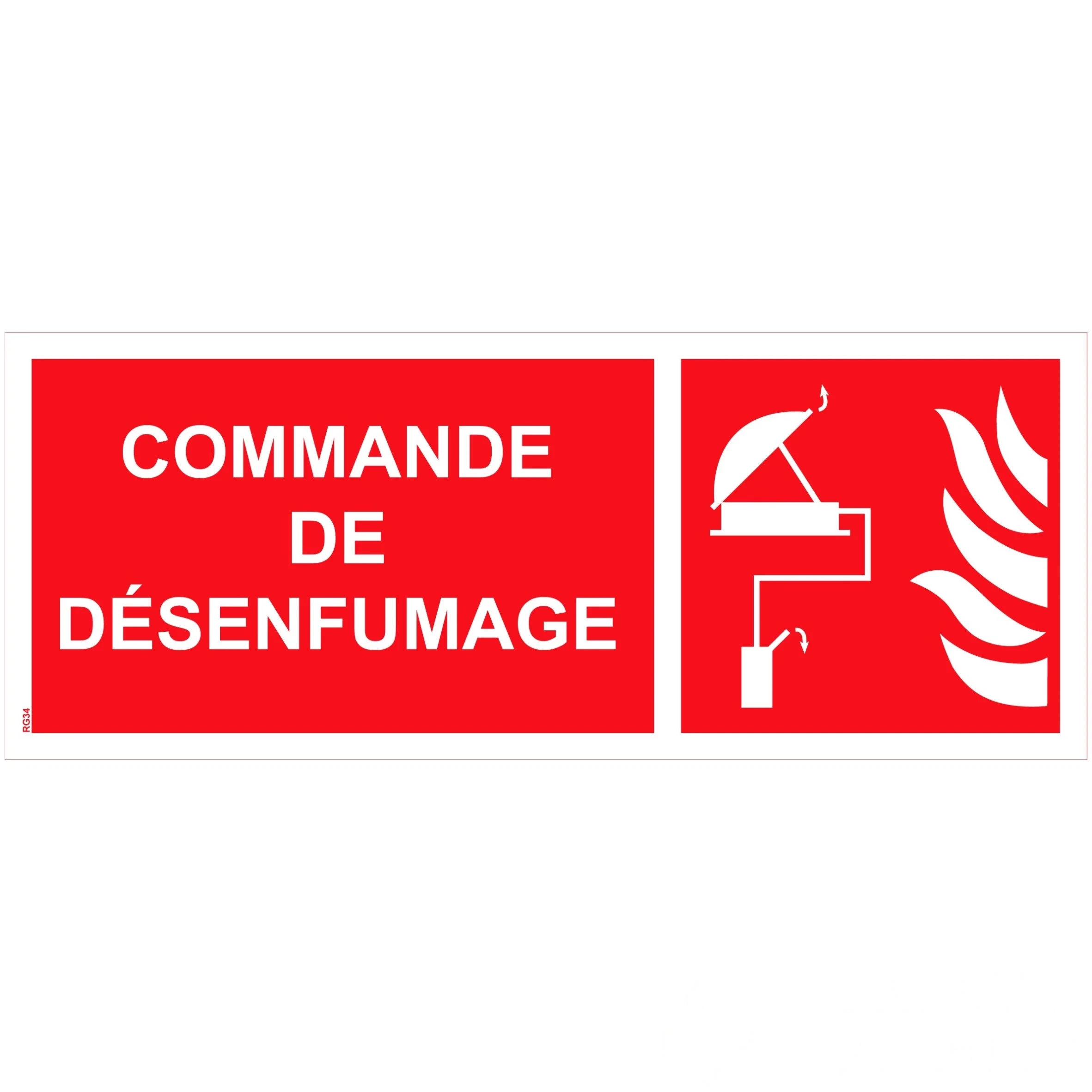 Panneau "Commande de désenfumage" PVC - 200 × 80 mm — image 1