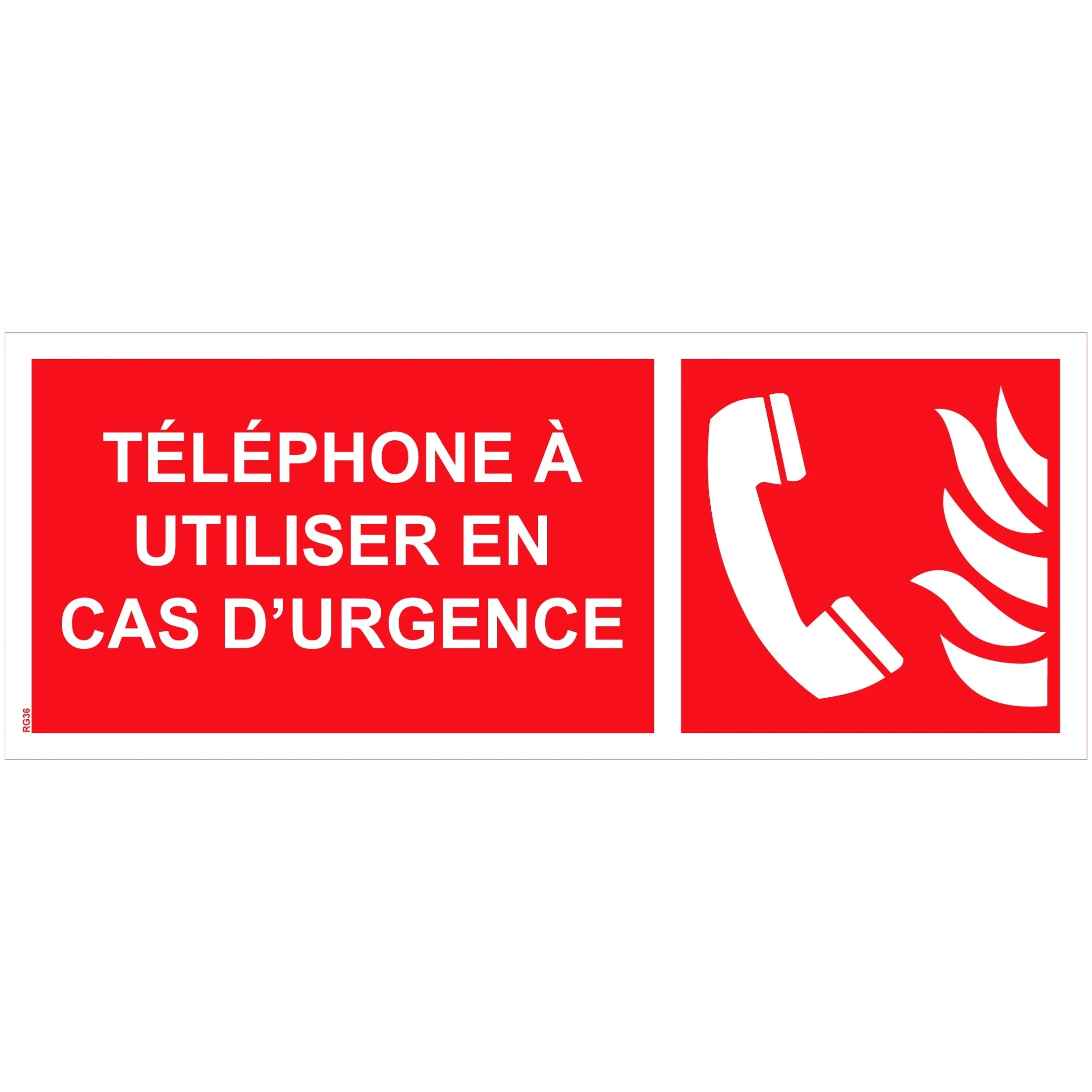 Panneau "Téléphone à utiliser en cas d’urgence" PVC - 200 × 80 mm — image 1