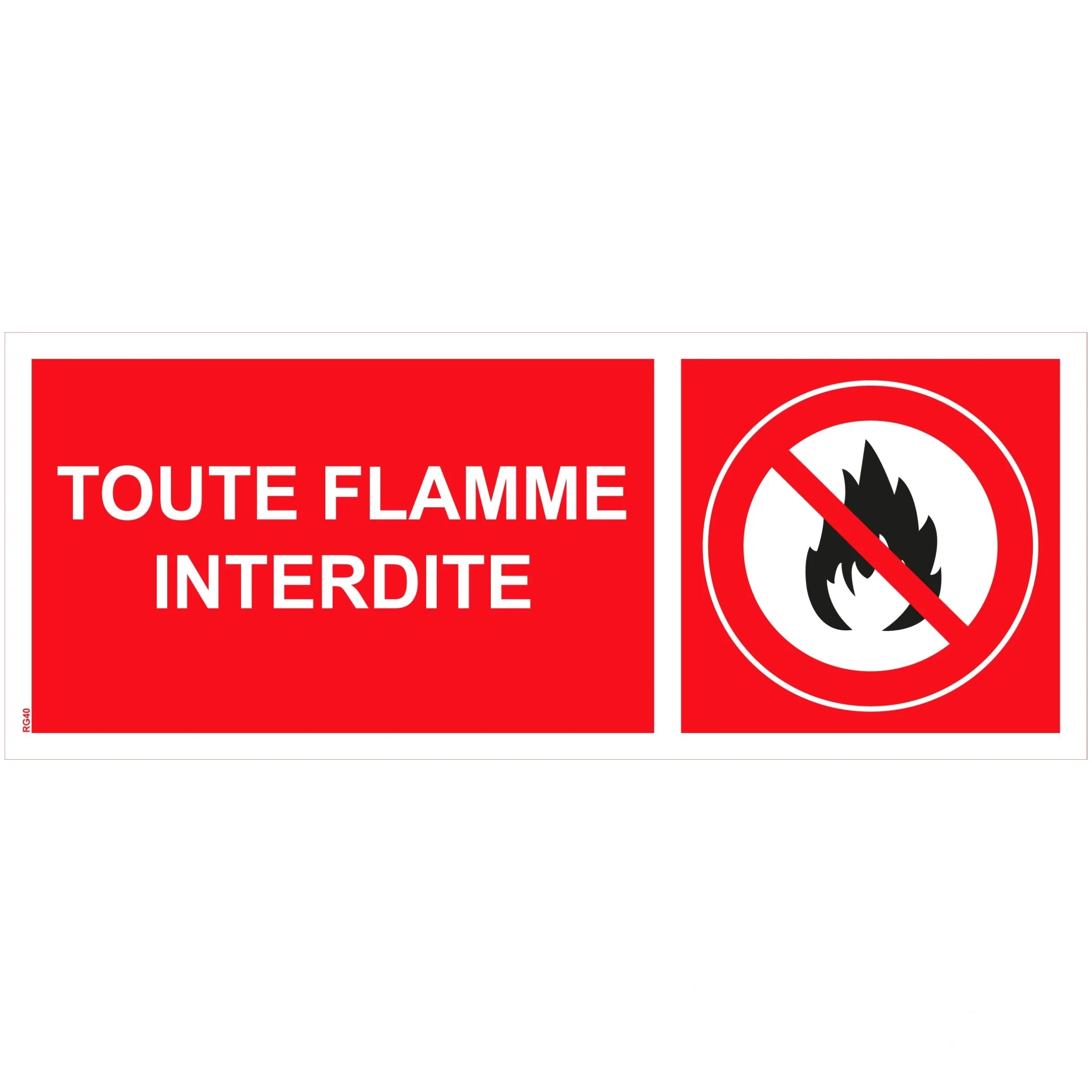 Panneau "Toute flamme interdite" PVC - 200 × 80 mm — image 1