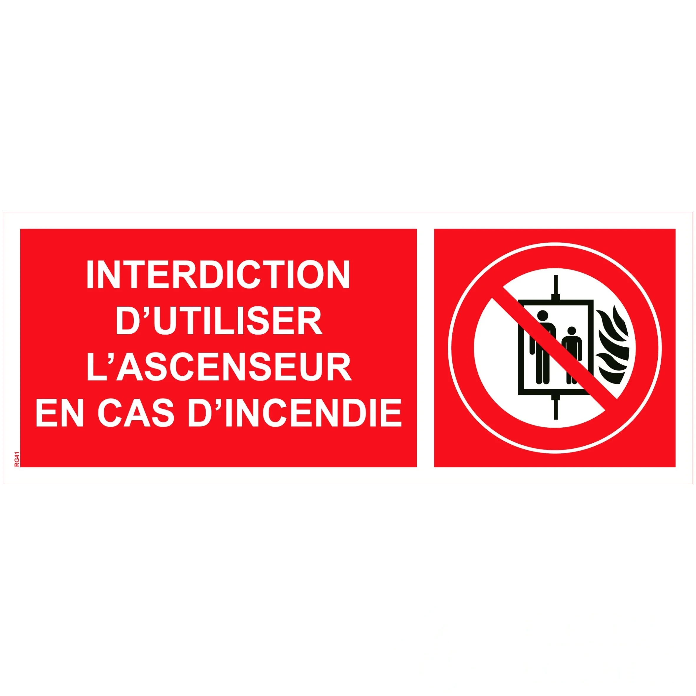 Panneau "Interdiction d’utiliser l’ascenseur en cas d’incendie" PVC - 200 × 80 mm — image 1