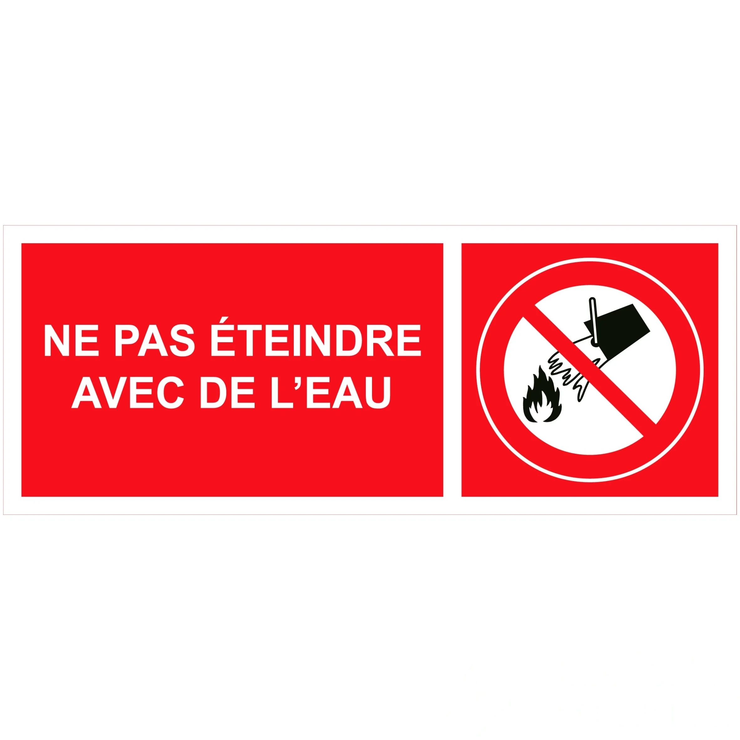 Panneau "Ne pas éteindre avec de l’eau" PVC - 200 × 80 mm — image 1