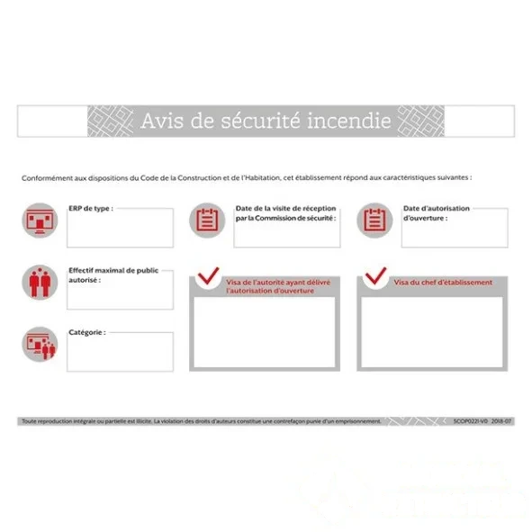 Avis de sécurité incendie - Format A4 — image 1