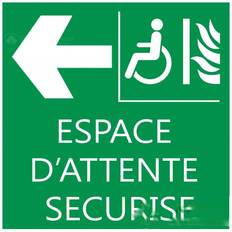 Panneau "espace d'attente sécurisé" PMR - 200 × 200 mm - Gauche — image 1