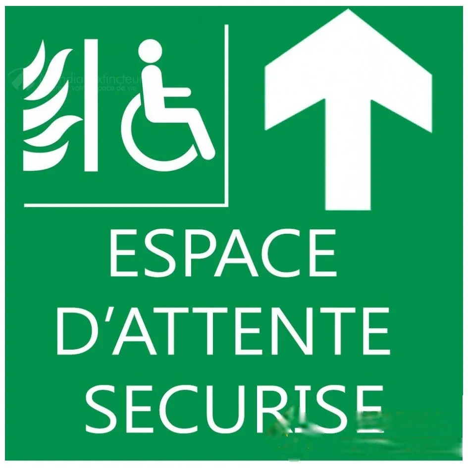 Panneau "espace d'attente sécurisé" PMR - 200 × 200 mm - Devant — image 1