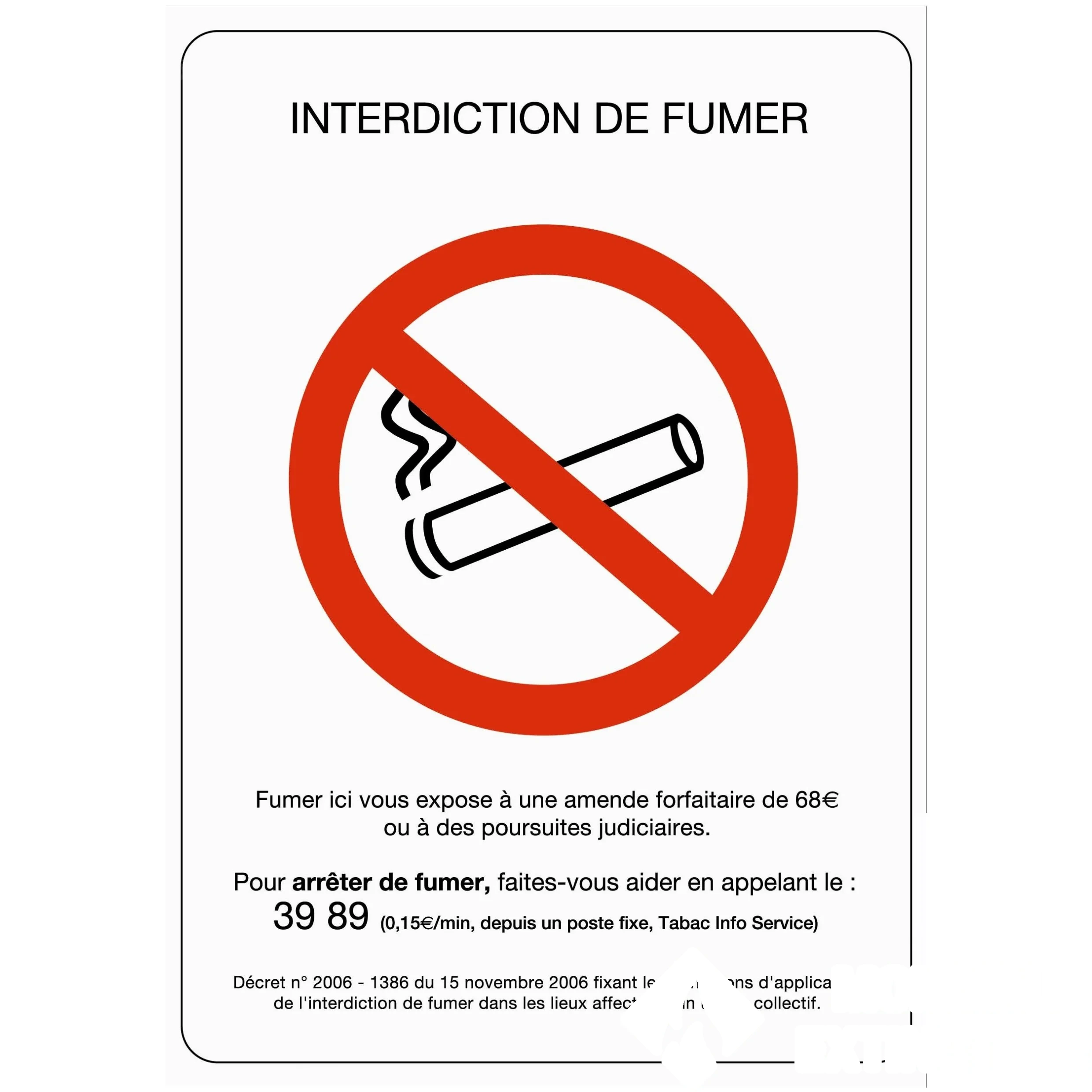Adhésif sécurité du travail "Interdiction de fumer" RECTO VERSO — image 1