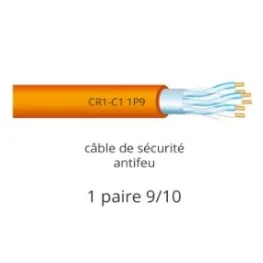100 m de câble 1 paire 9/10 pour alarmes résistant au feu - CR1 - C1